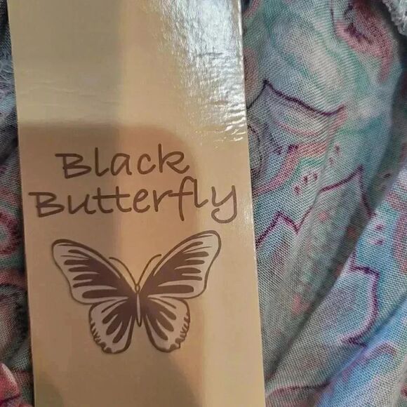 BLACK Butterfly Women's Turquoise/Pink Drawstring Pajama Lounge Pants NEW - Picture 5 of 10